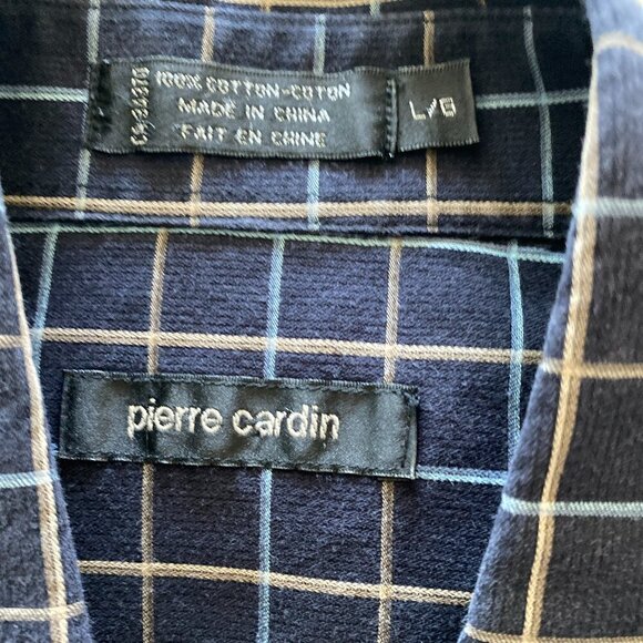 PIERRE CARDIN Button Down Shirt Collared Short-Sleeve 100% Cotton Size Large - Picture 3 of 5
